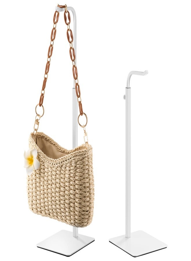 Josmimic 2 Pcs Purse Holder Handbag Display Stand: Hanger Rack Showing Bags, Purses, and Wreath, Adjustable Hook Stand for Tabletop, Closet, Desk, and Retail Use for Vendors, White - Image 1